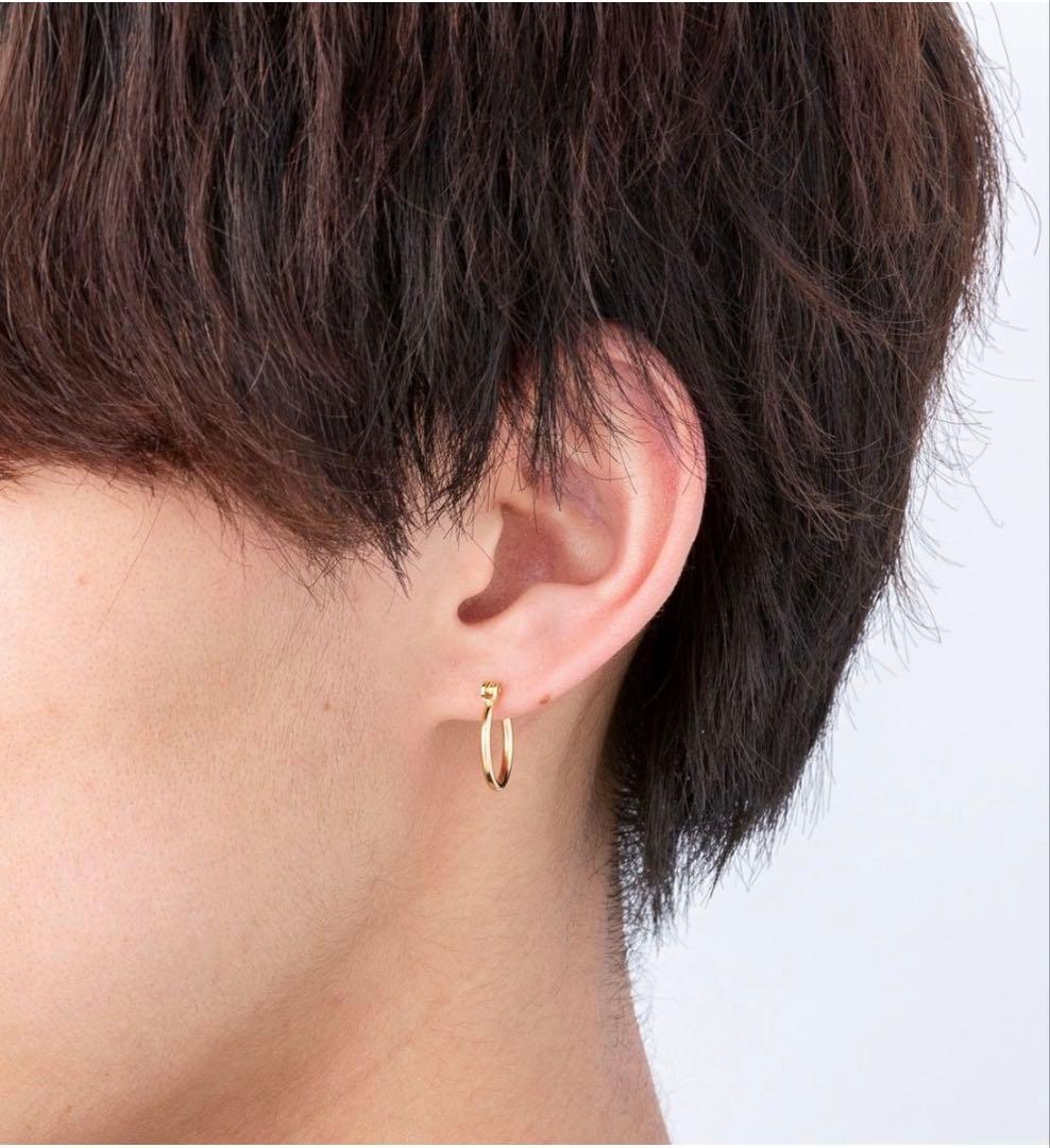 k18ゴールドフープピアス メンズ用