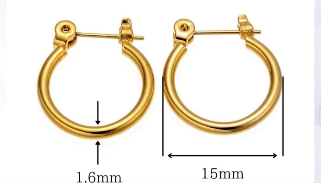 k18ゴールドフープピアス メンズ用