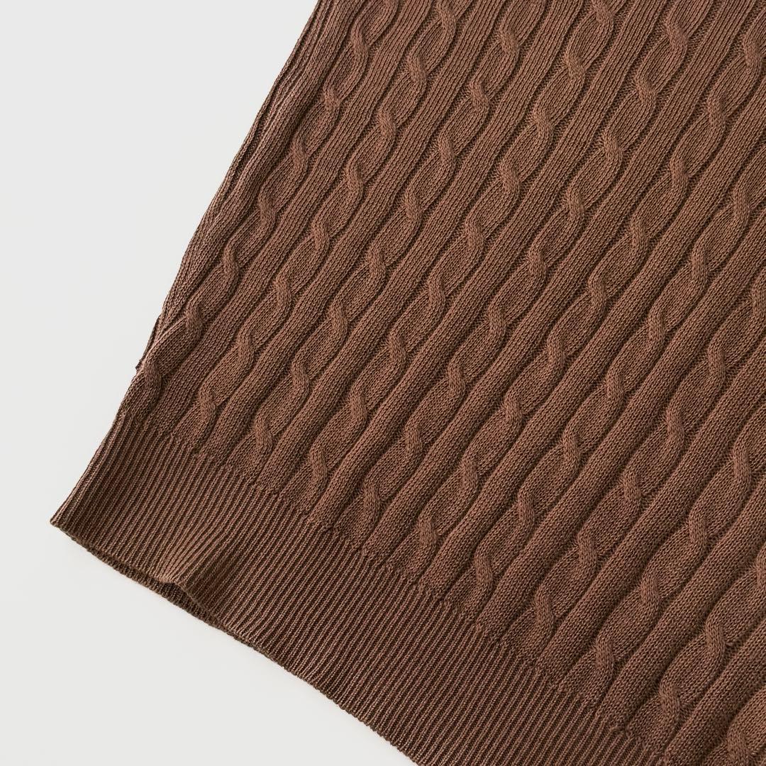 ブルネロクチネリ リネン コットン Vネック ケーブル ニット 46