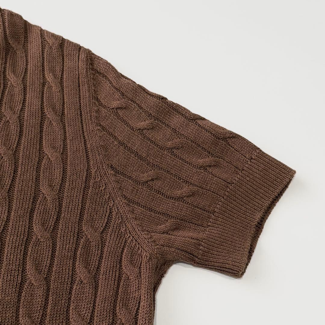 ブルネロクチネリ リネン コットン Vネック ケーブル ニット 46