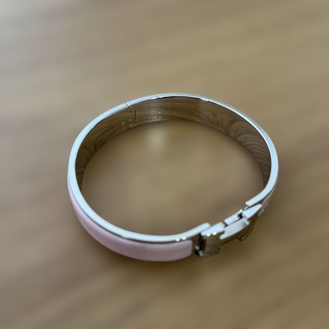 【美品】HERMES クリッククラック Hバングル ピンク×シルバー 袋・箱付き