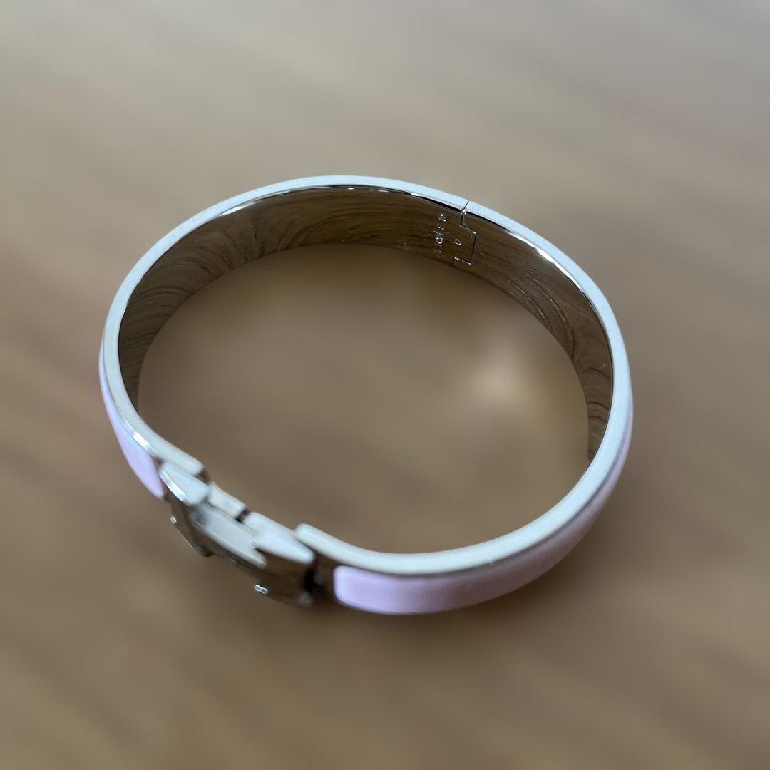 【美品】HERMES クリッククラック Hバングル ピンク×シルバー 袋・箱付き