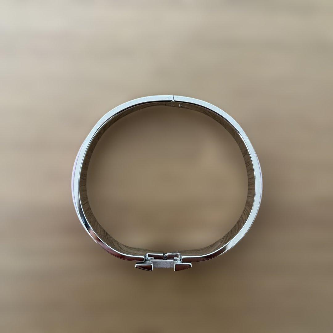 【美品】HERMES クリッククラック Hバングル ピンク×シルバー 袋・箱付き
