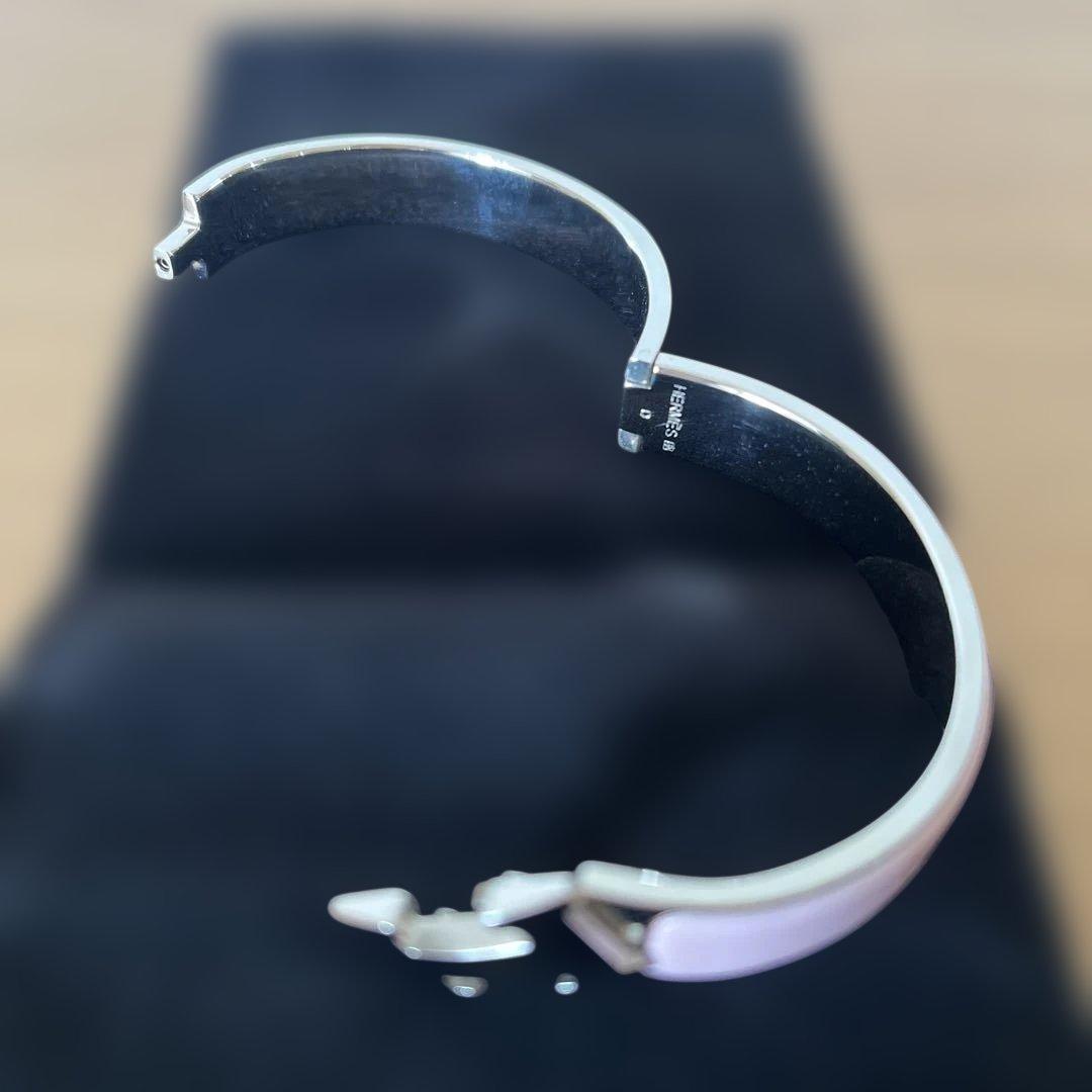 【美品】HERMES クリッククラック Hバングル ピンク×シルバー 袋・箱付き