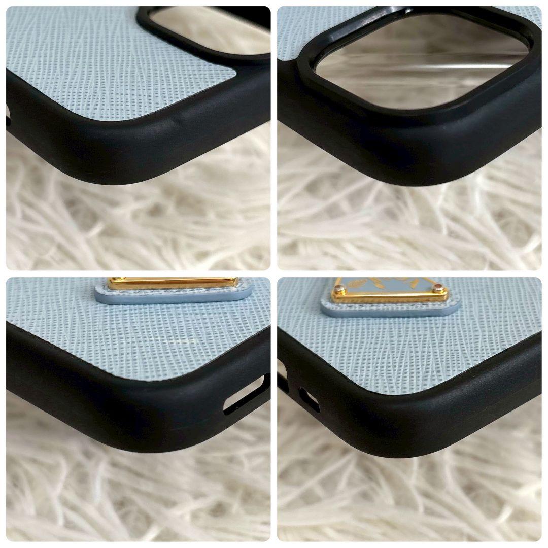 【箱付】PRADA スマホカバー iPhone15　三角ロゴ　 サフィアーノ