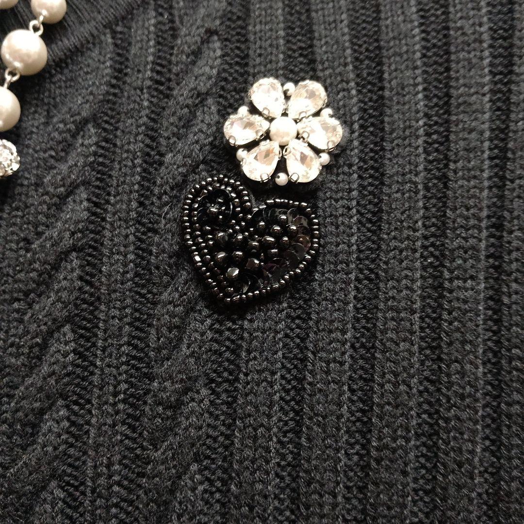 黒異素材使いロングワンピース　サイズ40