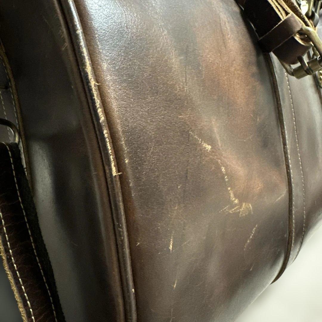 本革ダークブラウン レザー ボストンバッグ