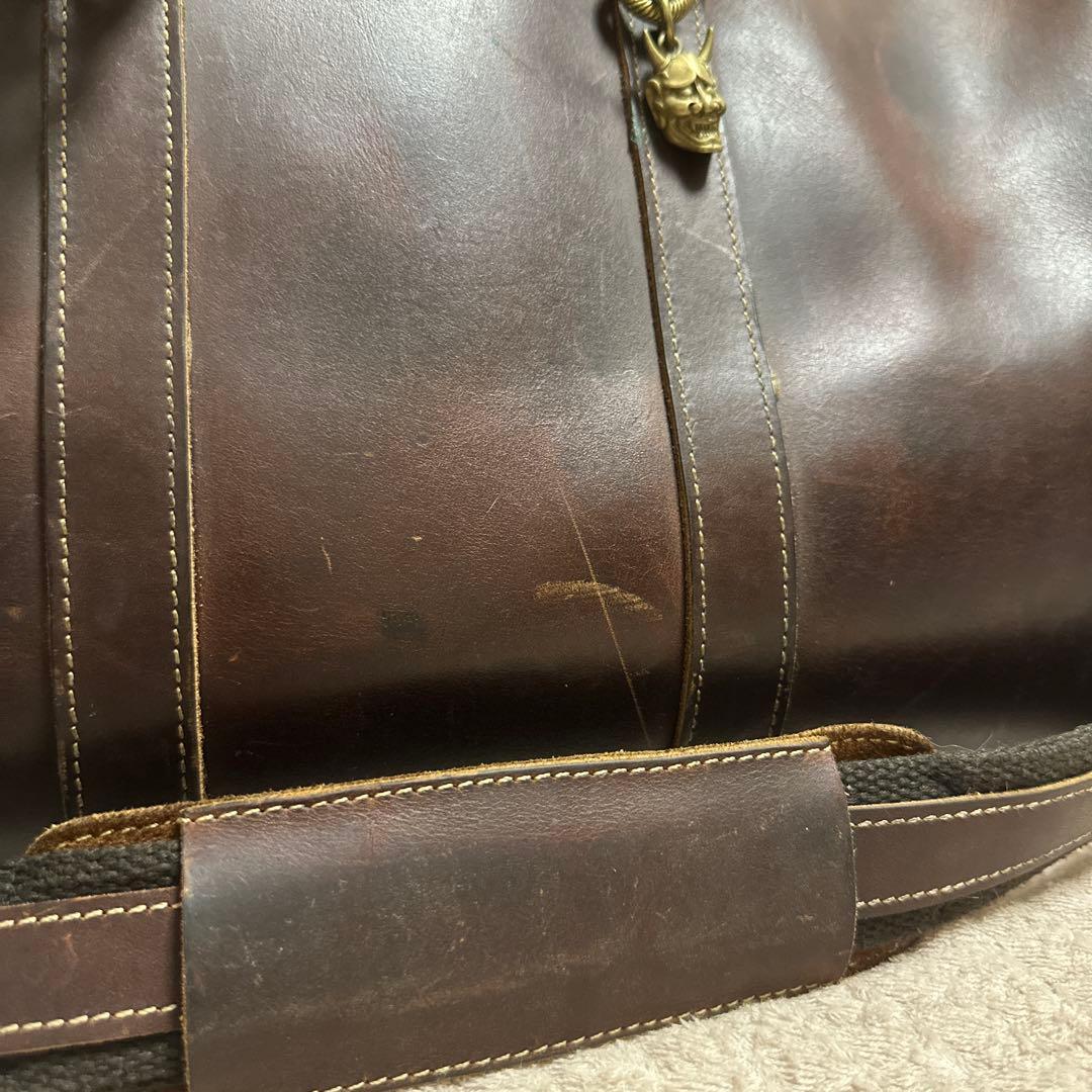 本革ダークブラウン レザー ボストンバッグ