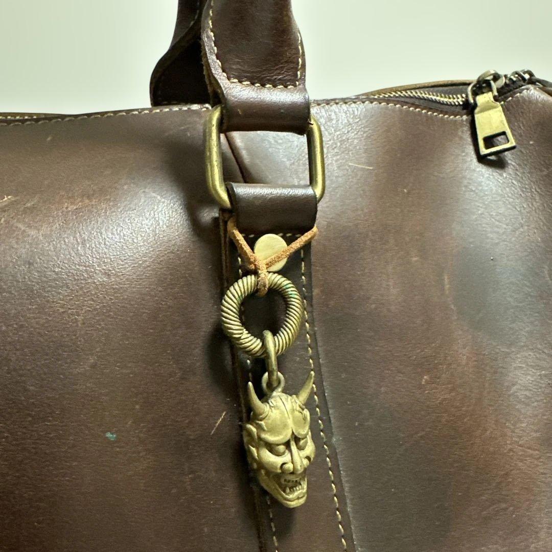 本革ダークブラウン レザー ボストンバッグ