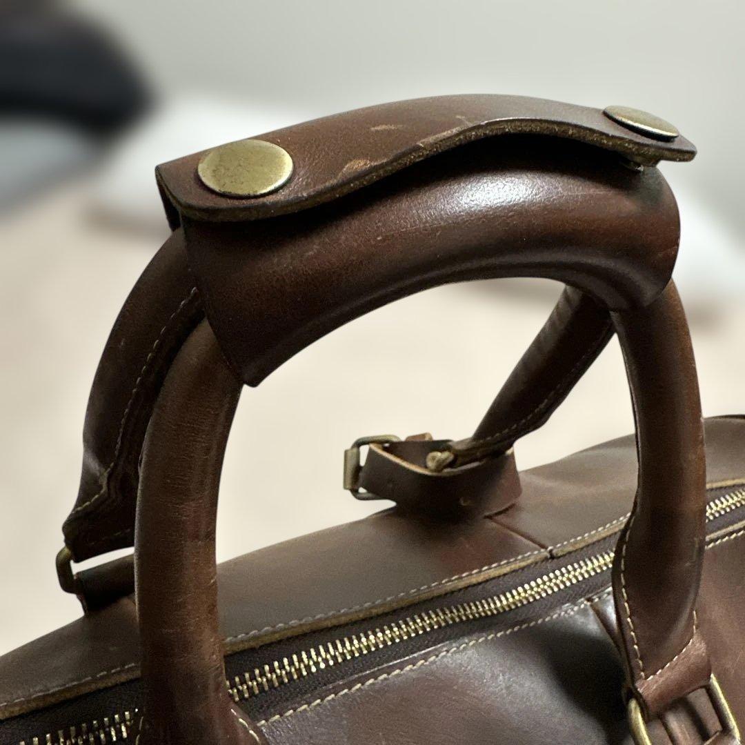 本革ダークブラウン レザー ボストンバッグ