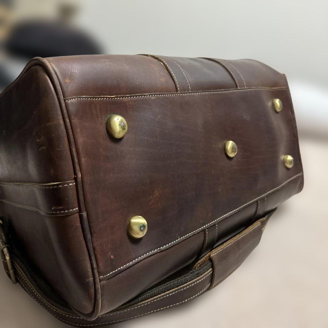 本革ダークブラウン レザー ボストンバッグ
