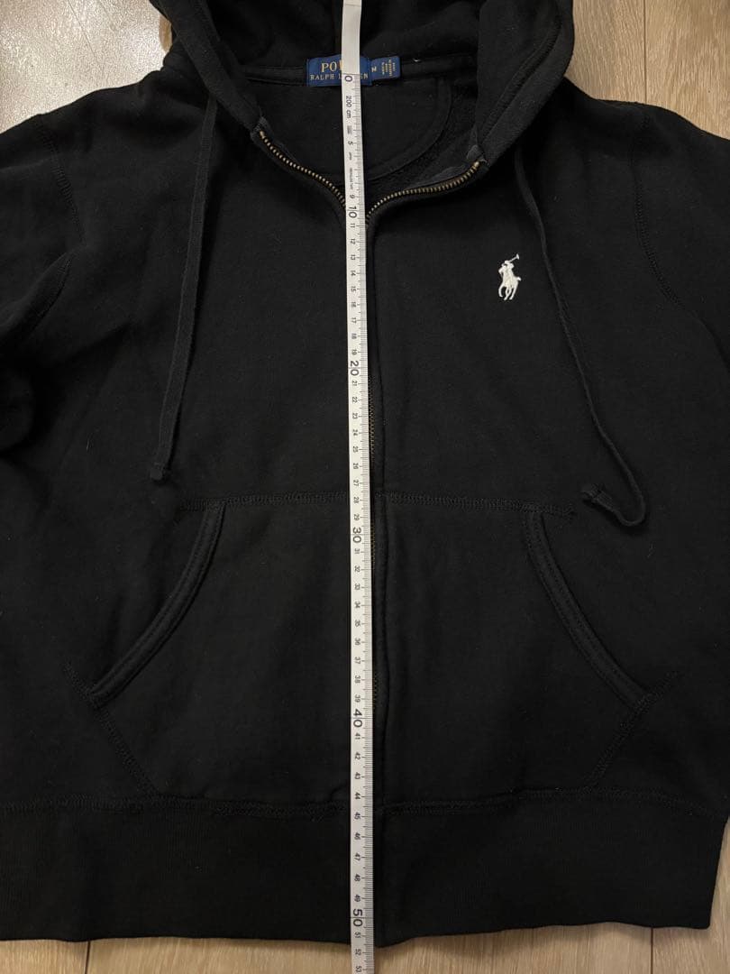 美品☆ポロ・ラルフローレン 黒 フルジップパーカー ブラック 裏起毛 Ｍ