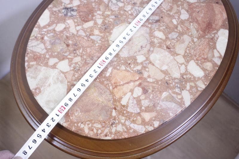 ◆イタリア製 輸入家具入荷　天板大理石　サイドテーブルオーバル型(楕円形) 　②