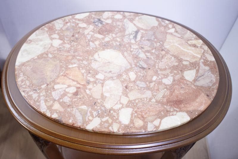 ◆イタリア製 輸入家具入荷　天板大理石　サイドテーブルオーバル型(楕円形) 　②