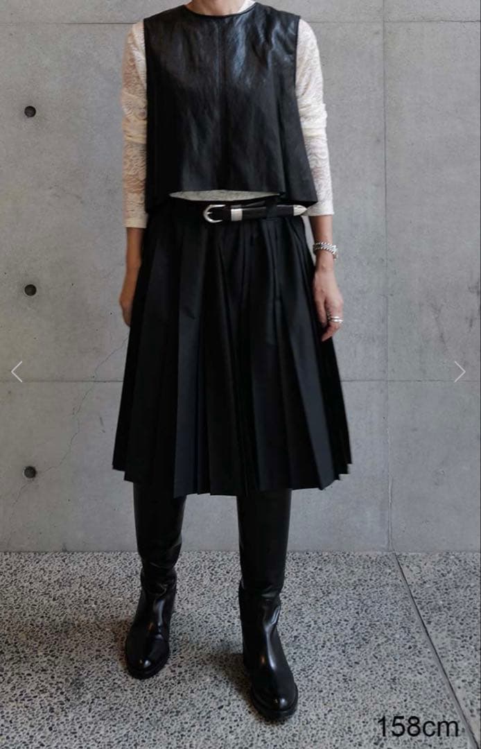 【美品】マチャットmachattエコレザーリボンベスト ブラック