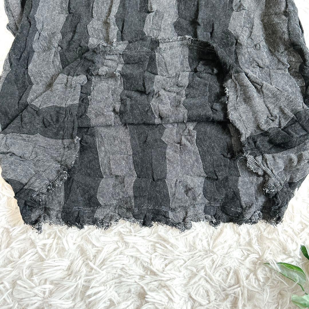 美品⁂センソユニコ⁂メフウ⁂ロングニットチュニック　凸凹生地　ストライプ　M