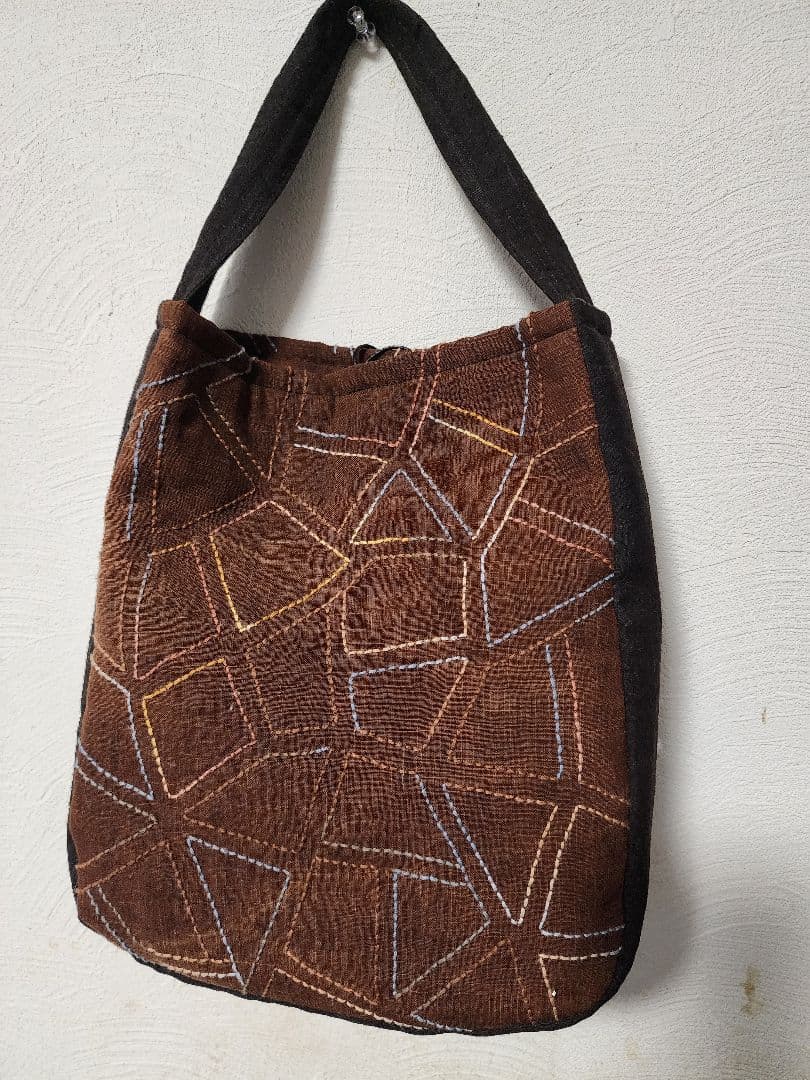 ♡新作　泥染め　渋い色合い　幾何学模様　刺し子バッグ　センソユニコ慈雨等