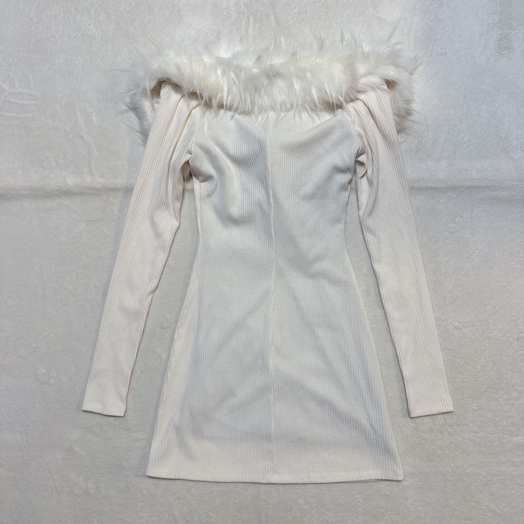 未使用 Melt the lady wide fur mini dress