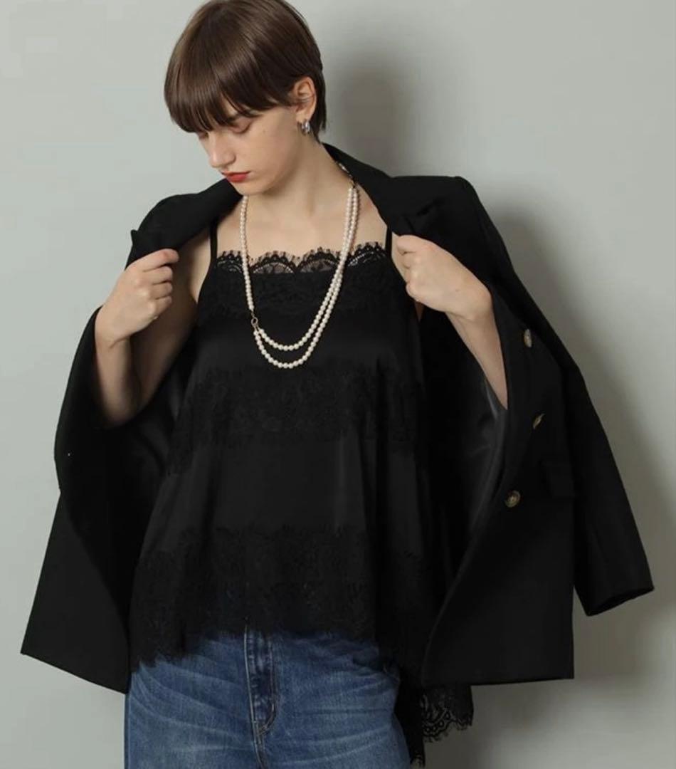 CADUNEカデュネ レースキャミブラウス　ブラック