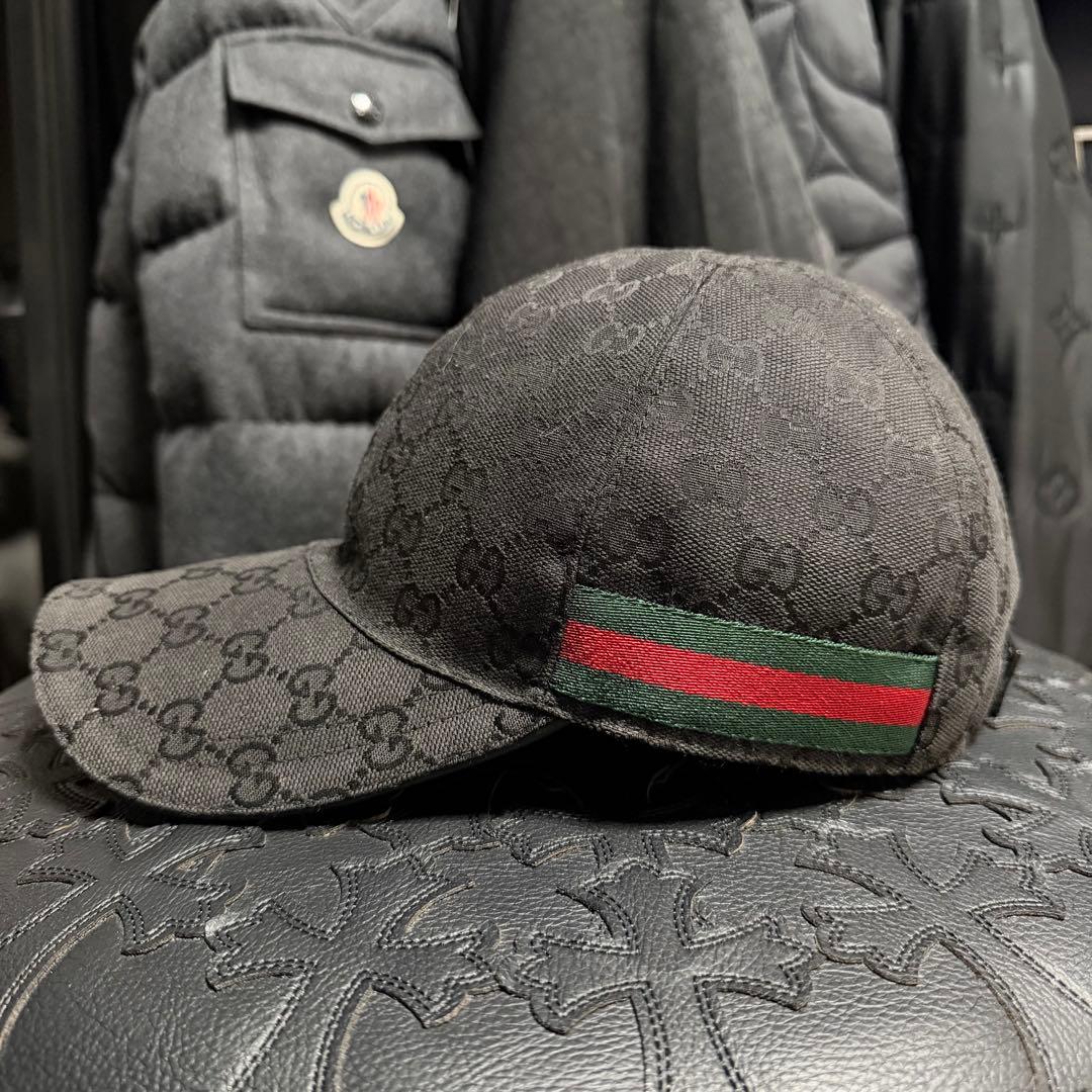 Gucci ブラック GGパターン キャップ
