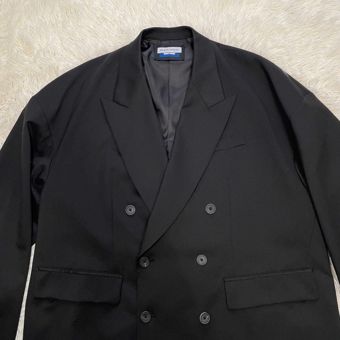 【美品】メゾンスペシャル プライムオーバー ダブルテーラードジャケット ブラック