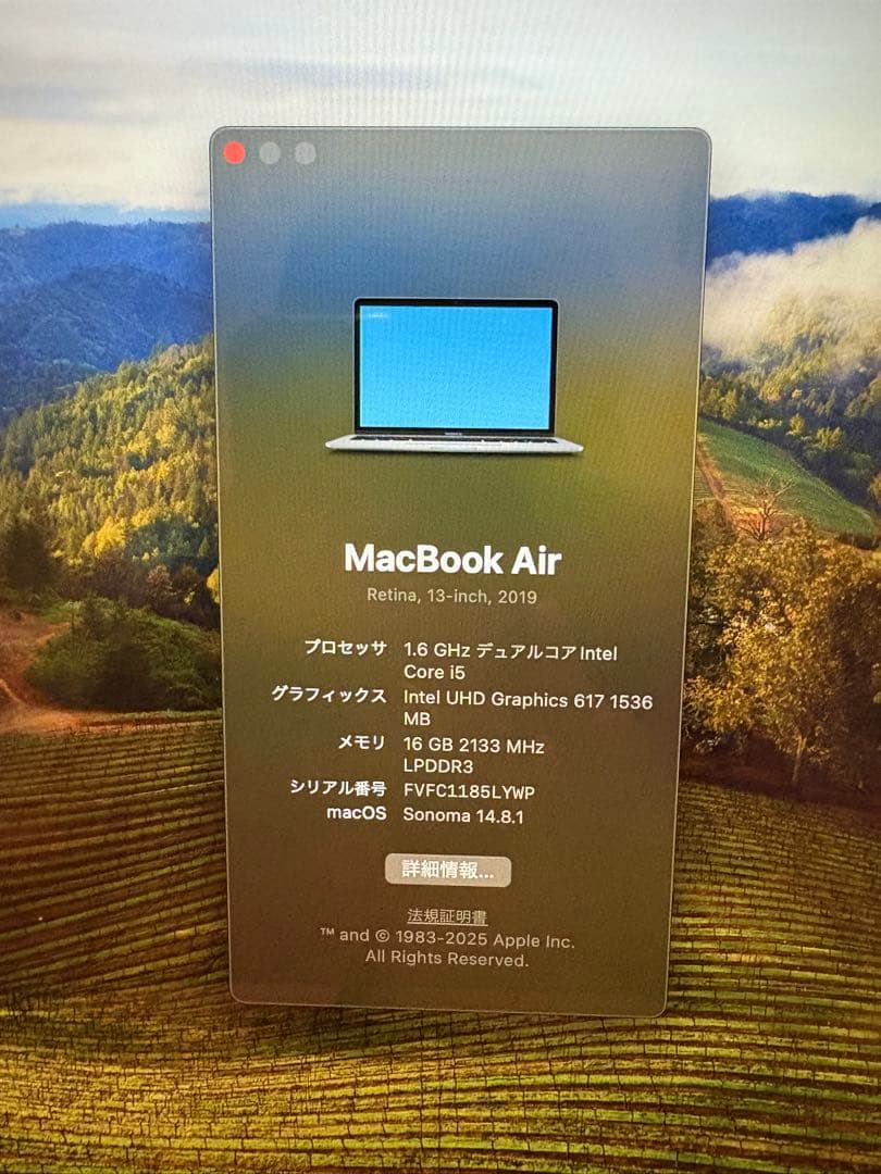 MacBook Air 2019 13インチ 256GB バッテリー交換済