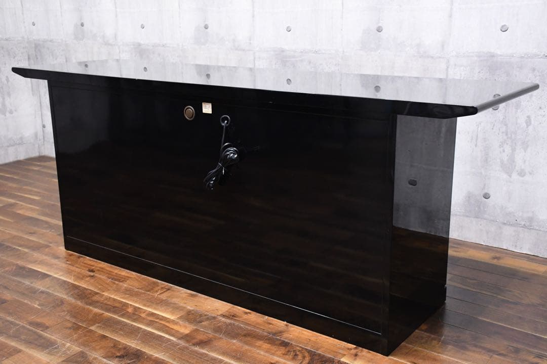 DLK141 駿河家具 サイドボード リビングボード 鏡面ブラック 照明付き