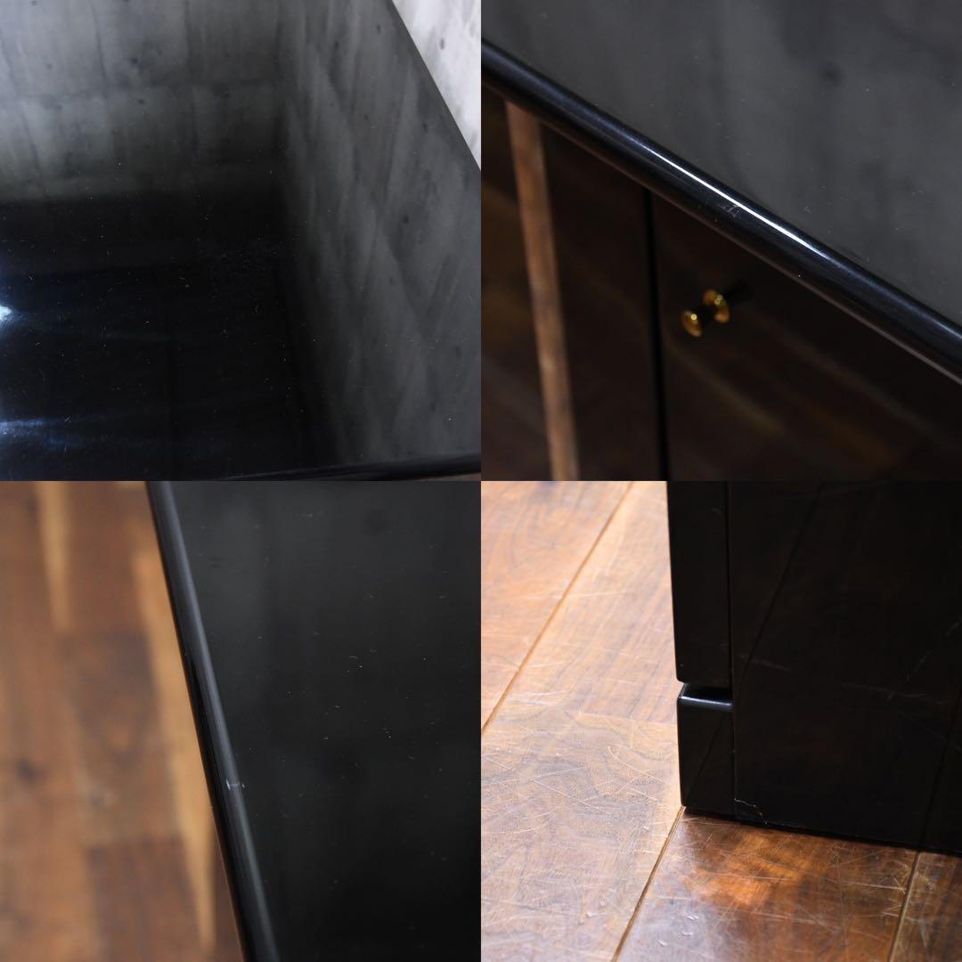 DLK141 駿河家具 サイドボード リビングボード 鏡面ブラック 照明付き