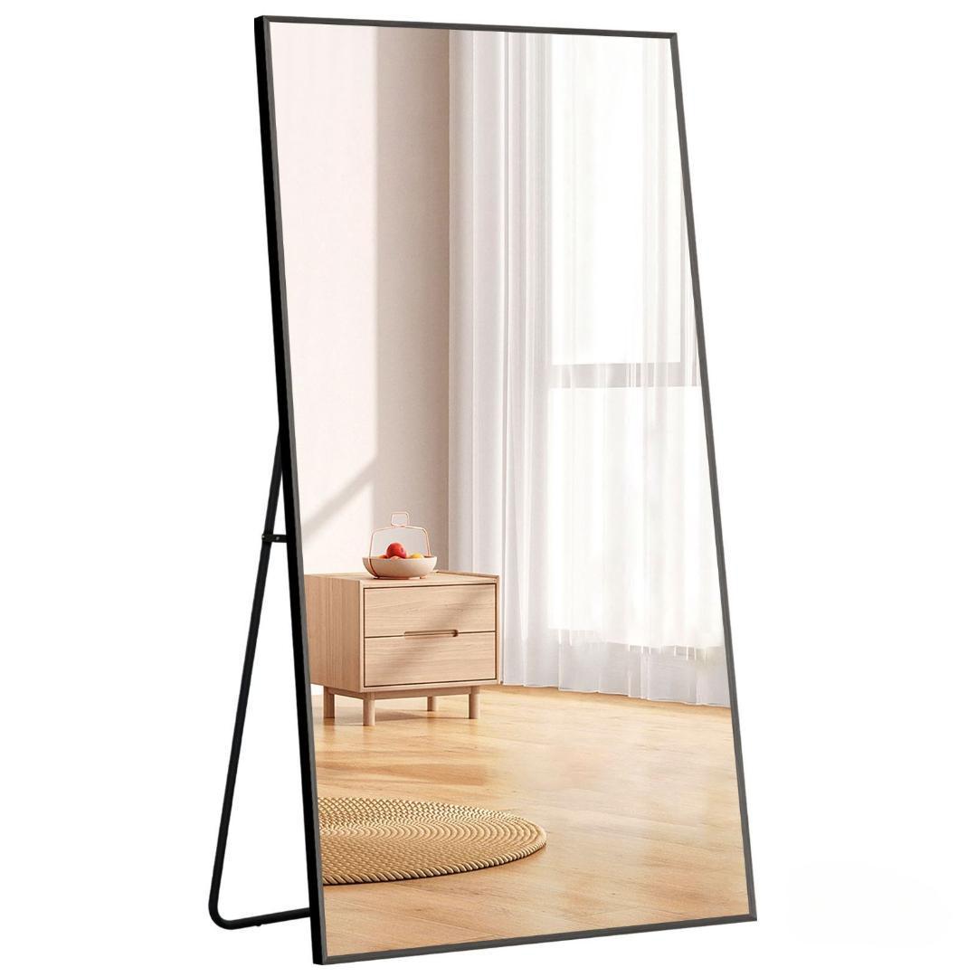 全身鏡 姿見鏡 スタンドミラー 立てかけ 飛散防止 160*60CM ブラック