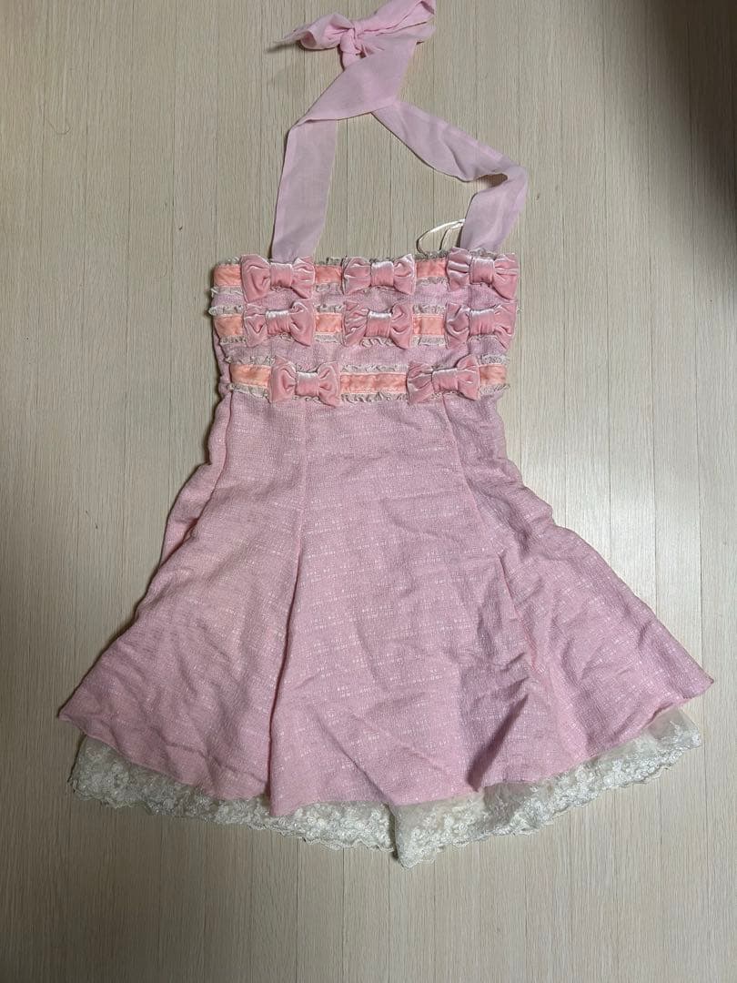 新品 La Pafait リボンレースワンピース ピンク