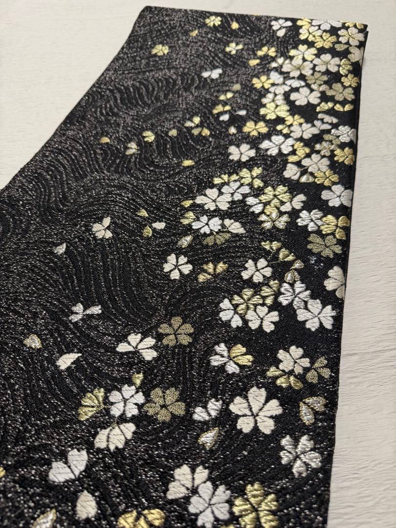 m-24 誉田屋源兵衛 誉文彫金 桜 螺鈿 袋帯 正絹 未使用極美品