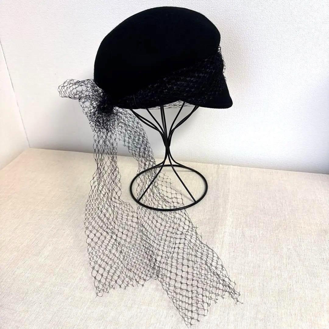 エレガント CA4LA カシラ レース リボン キャスケット チュールレース 黒