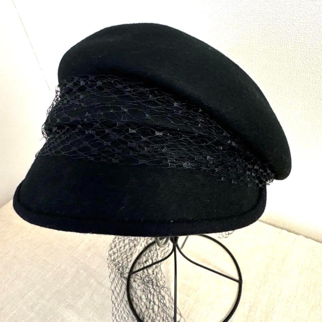 エレガント CA4LA カシラ レース リボン キャスケット チュールレース 黒