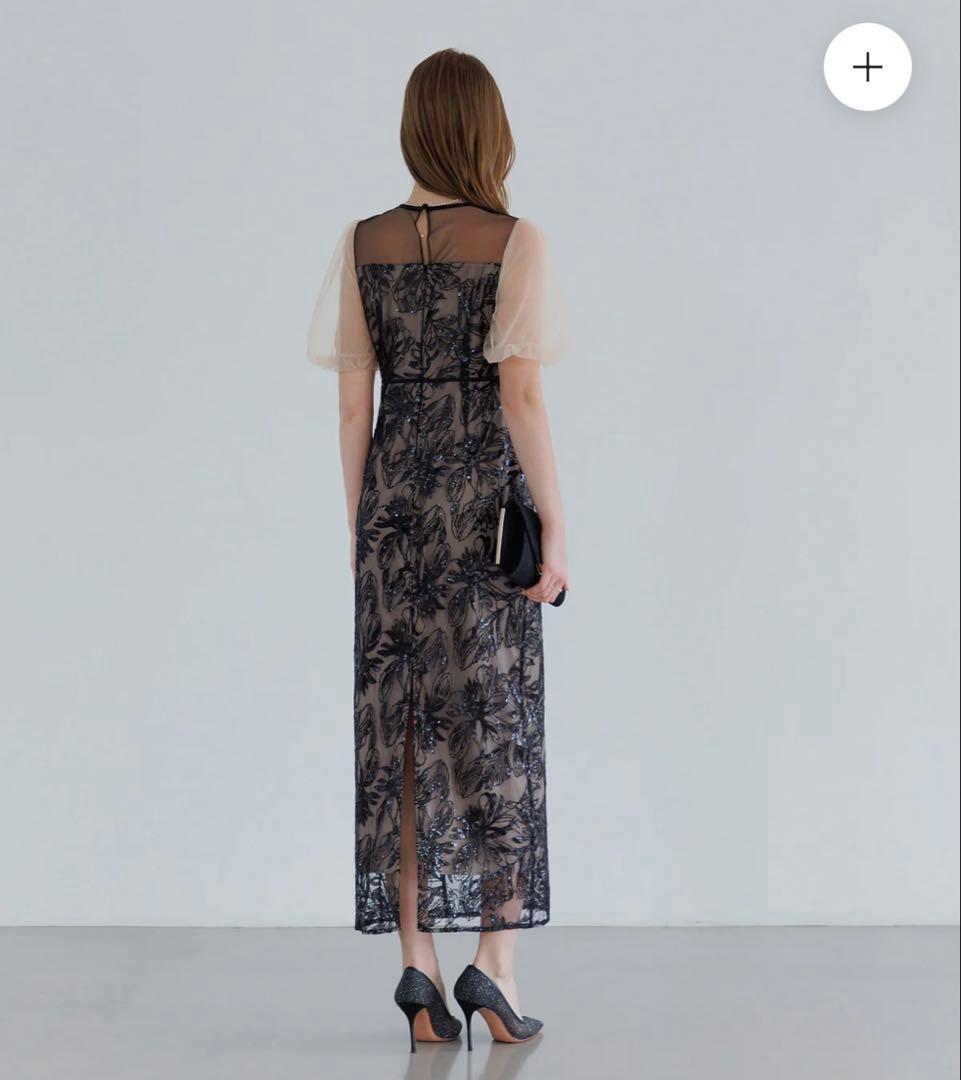 Leja アシンメトリーシアーフラワーワンピースドレス