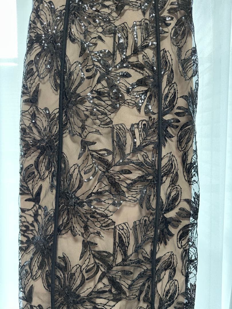 Leja アシンメトリーシアーフラワーワンピースドレス