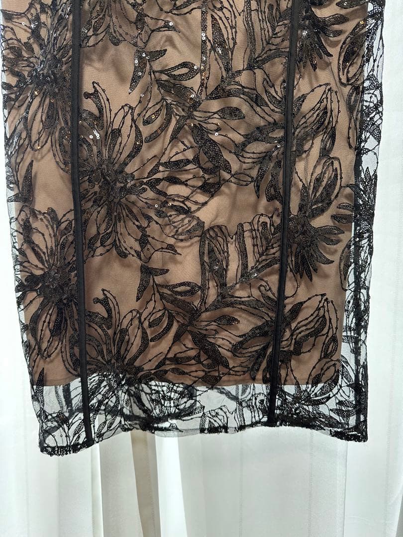 Leja アシンメトリーシアーフラワーワンピースドレス