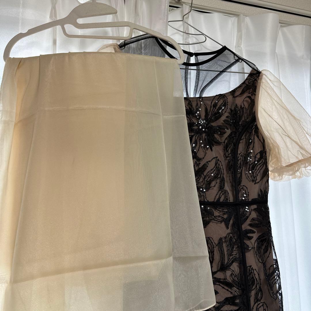 Leja アシンメトリーシアーフラワーワンピースドレス