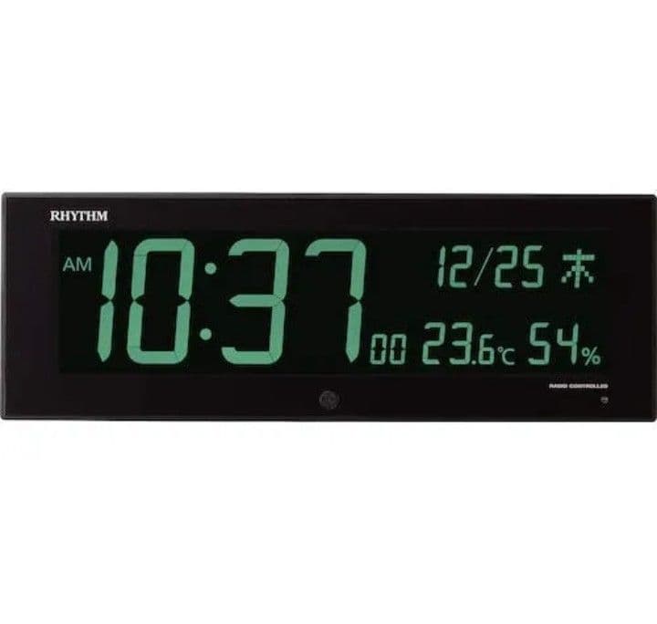 リズム　掛け時計　電波　時計　デジタル　温度　湿度　8rz184sr02