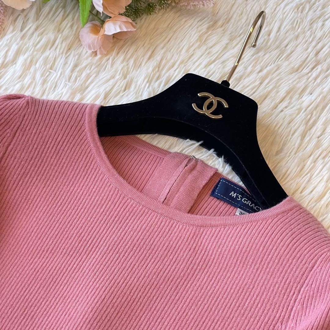 M'S GRACY 2020年 リボン フリル ニット ワンピース ピンク 36