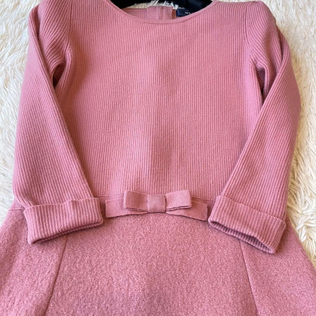 M'S GRACY 2020年 リボン フリル ニット ワンピース ピンク 36