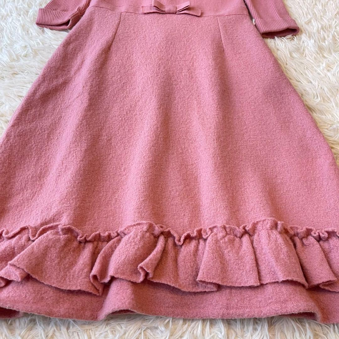 M'S GRACY 2020年 リボン フリル ニット ワンピース ピンク 36