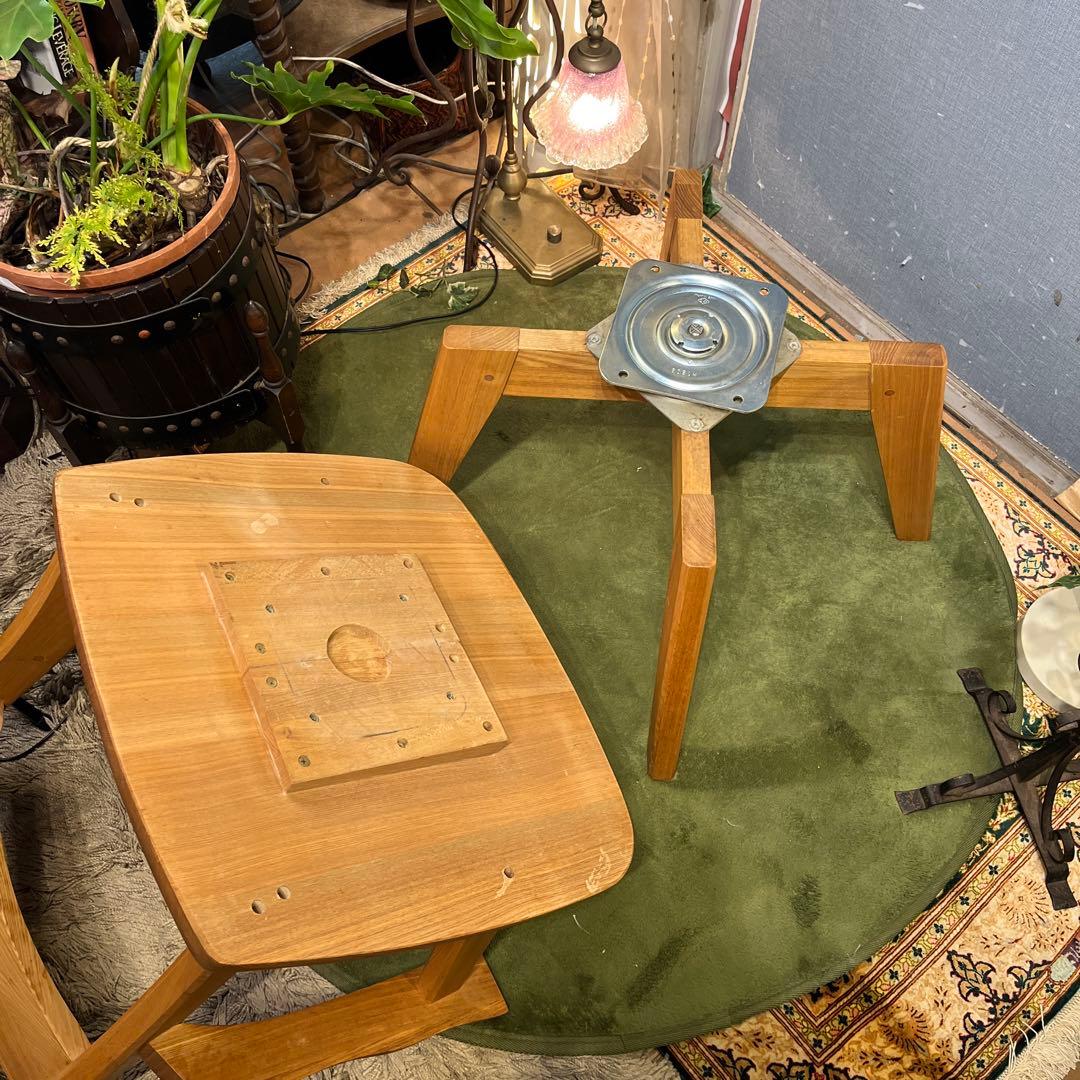 Sale L2 JPN タモ無垢 ３６０度回転　ラウンド チェア