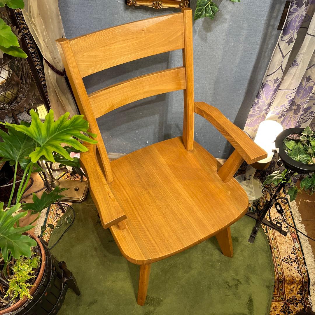 Sale L2 JPN タモ無垢 ３６０度回転　ラウンド チェア