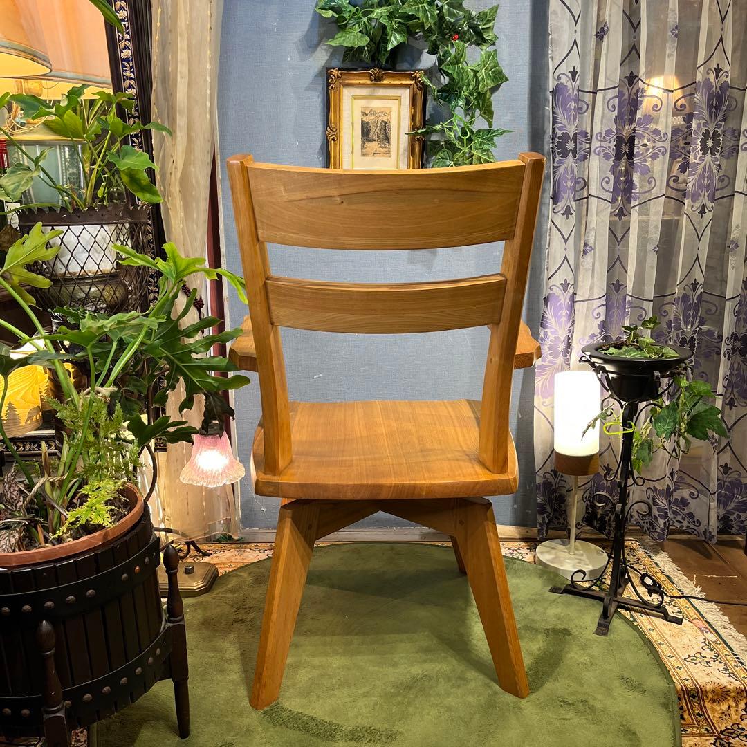 Sale L2 JPN タモ無垢 ３６０度回転　ラウンド チェア