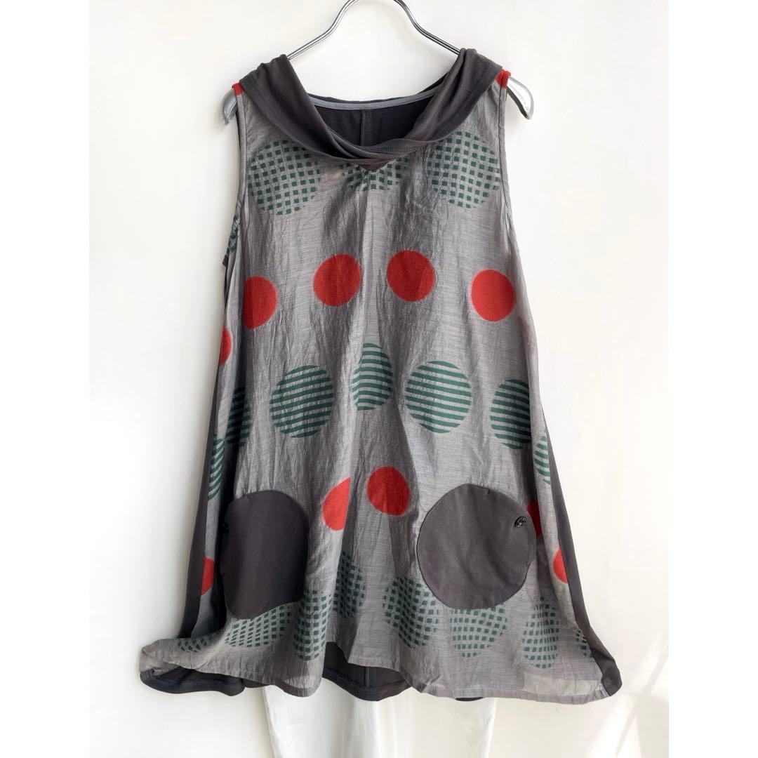 極美品✨センソユニコ　t.b ティービー　切り替えチュニック　シルク　ドット模様