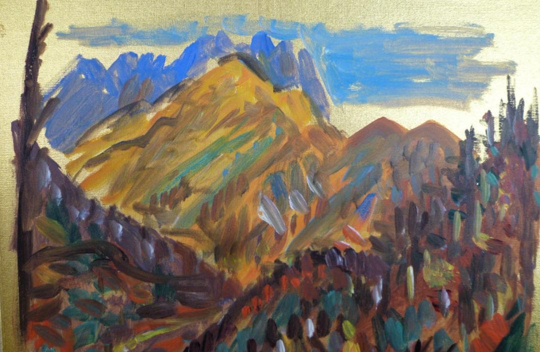 小林和作　真作保証　金地色紙に油彩　最終出品