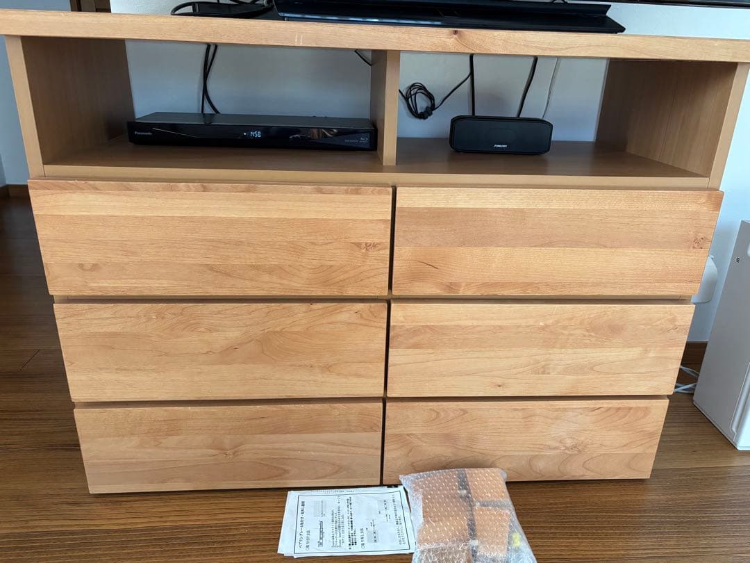 ナチュラルウッド テレビ台 6段引き出し　キャビネット