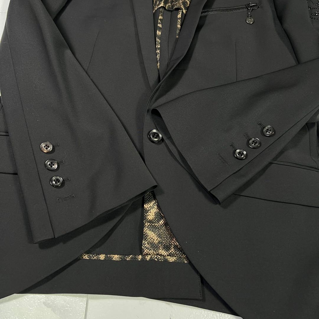 未使用級 ROEN テーラードジャケット スワロフスキー スカル レオパード