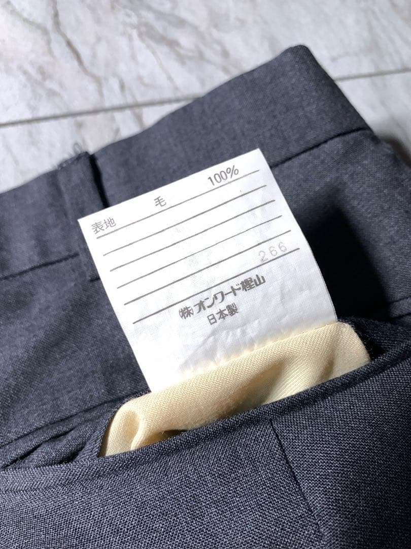 90s ラルフローレン 2タック ウール ワイド スラックス グレー W33