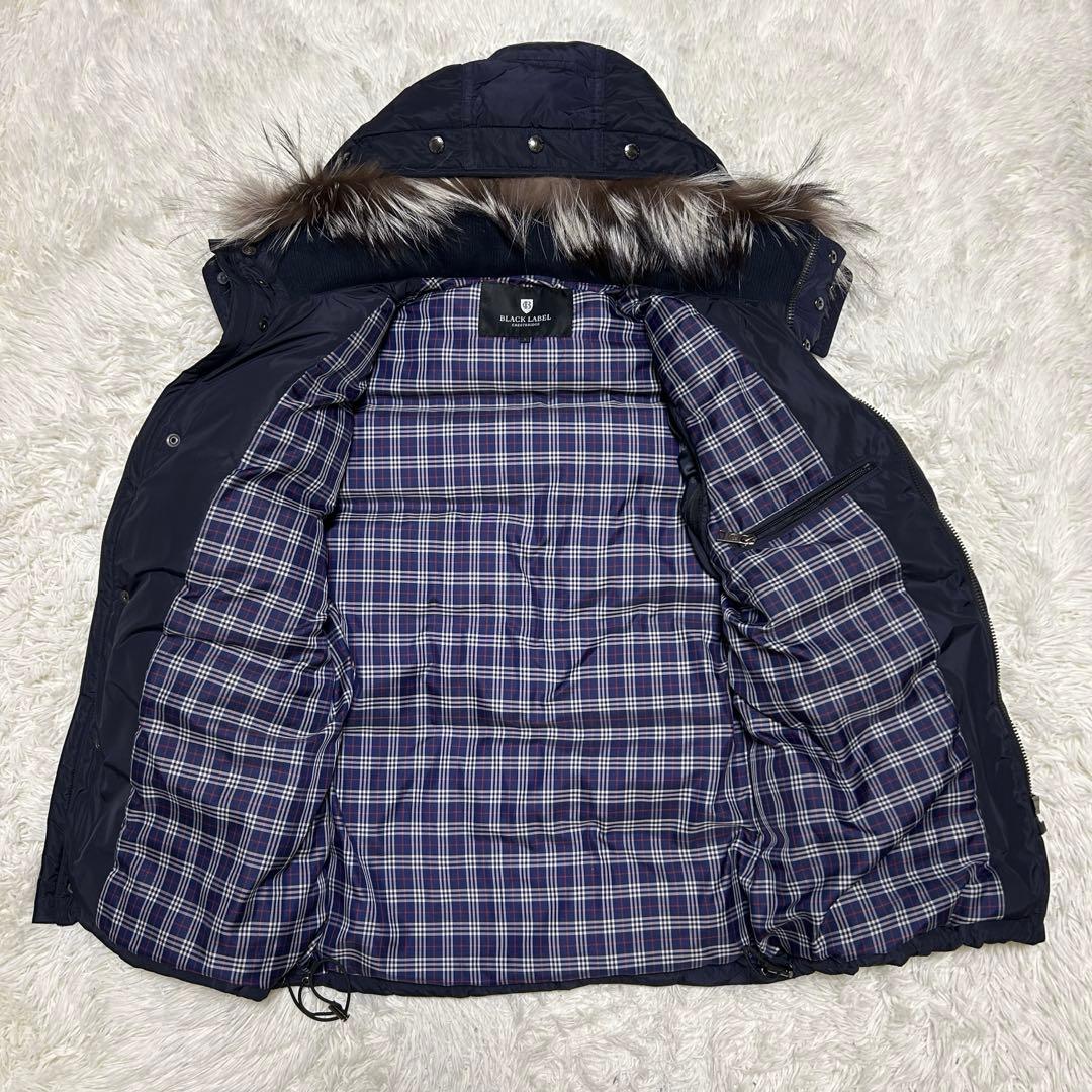 ブラックレーベルクレストブリッジ　ダウンジャケット　ベスト　ファー 紺　L